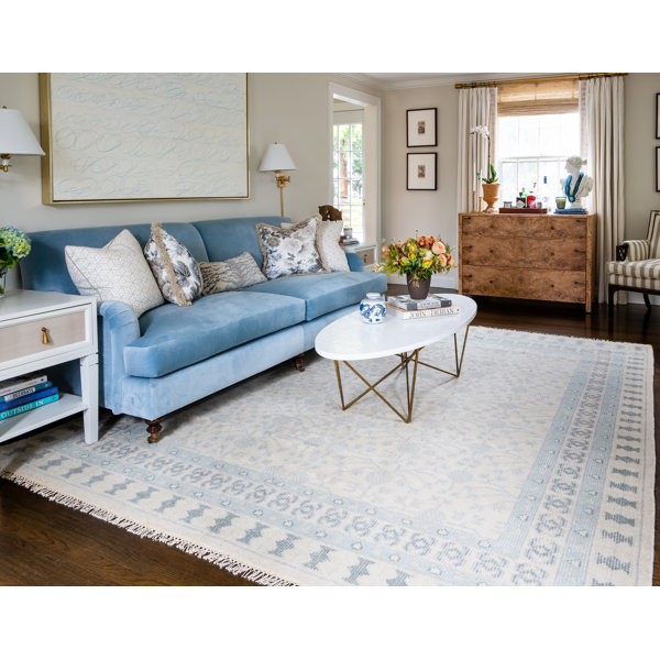 Erin Gates by Momeni Concord Handmade HandKnotted Wool Ivory/Blue Rug